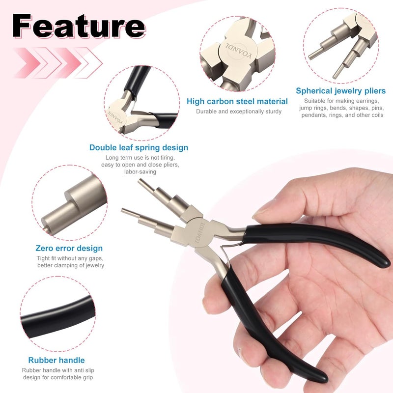 YQANDL Jewelry Making Tool - High-Carbon Steel Bail Making Pliers with 2-9mm Adjustable Looper, Professional Wire Looping Tool for Earrings, Rings & Crafting (Multi-Functional Design) Jewelry Pliers - Image 3